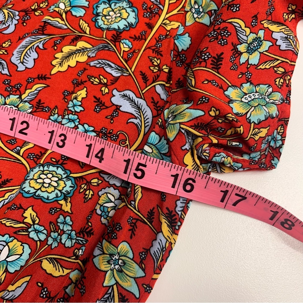Prairie‎ style dress small farm girl countryside floral print v neck tie waist - Picture 9 of 13